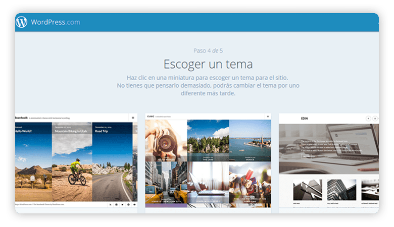 Pantalla de inidio de wordpress
