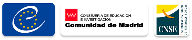 logo Marco Europeo de las lenguas, consejeria de educación de la comunidad de madrid y logo CNSE
