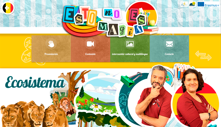Imegen web del proyecto para promover el conocimiento de las ciencias entre estudiantes sordos de la Bélgica francófona y de España de una forma divertida e instructiva.