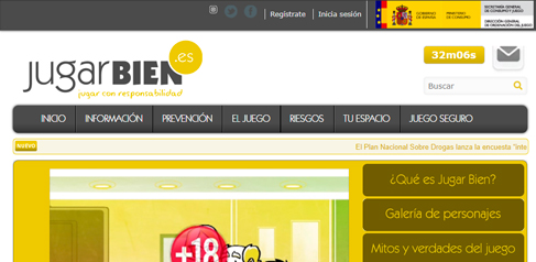 Portal de La Dirección General de Ordenación del Juego, donde se explica la estrategia de juego responsable